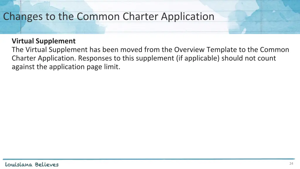 changes to the common charter application
