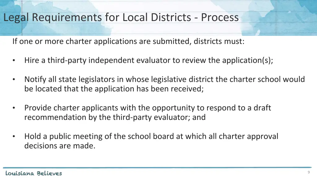 legal requirements for local districts process