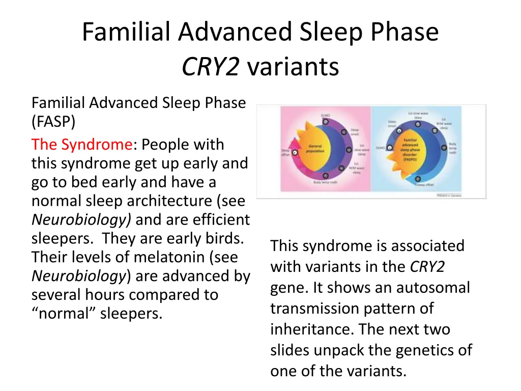 familial advanced sleep phase cry2 variants