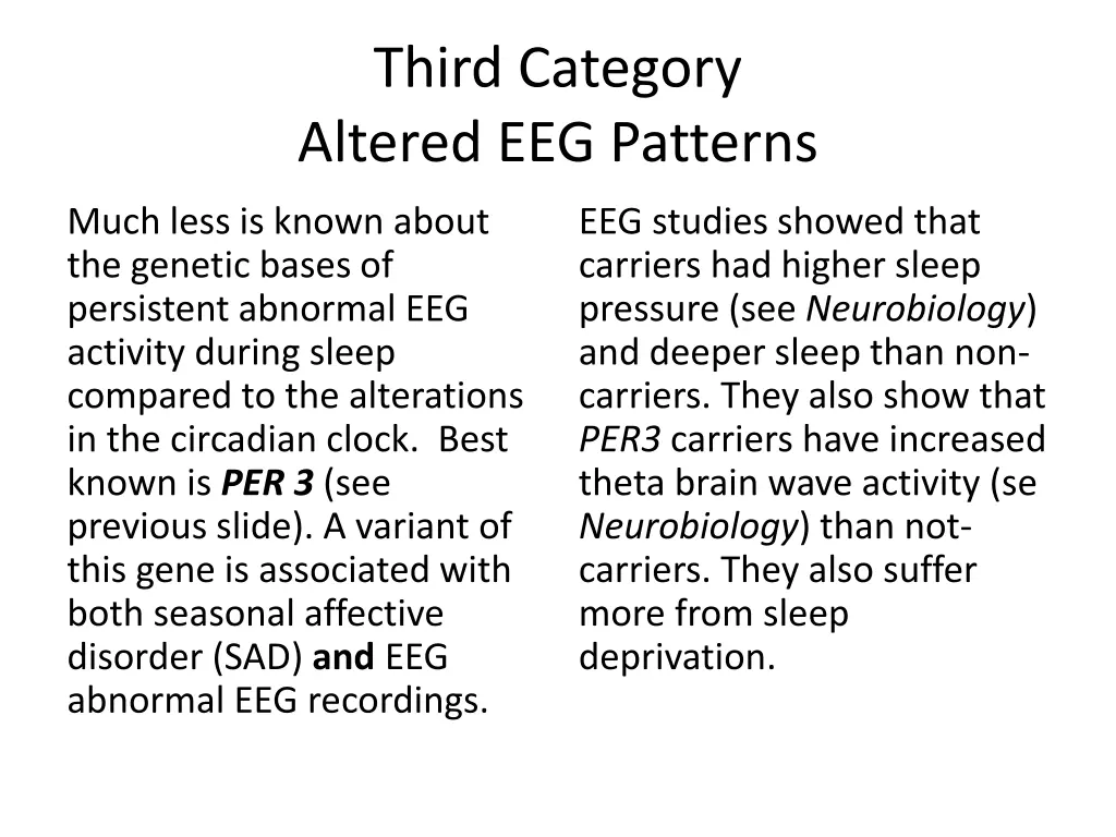 third category altered eeg patterns