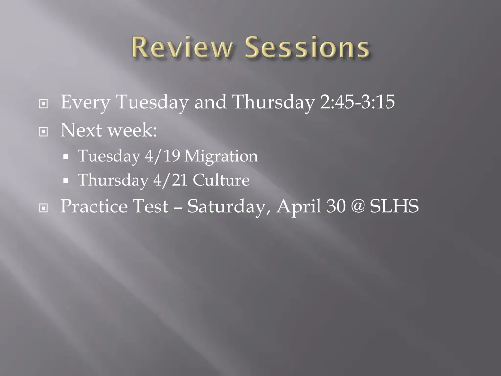 every tuesday and thursday 2 45 3 15 next week