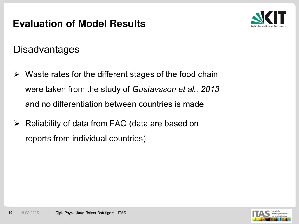 evaluation of model results 1