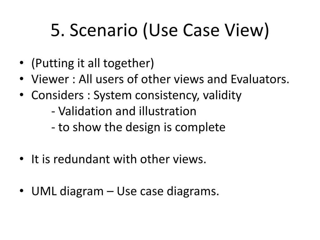 5 scenario use case view