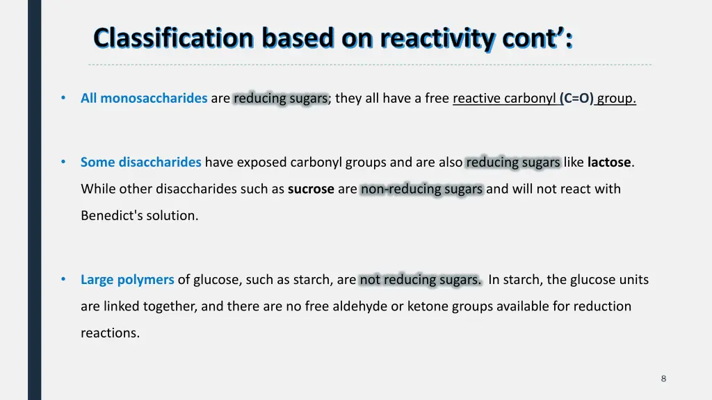 classification based on reactivity cont