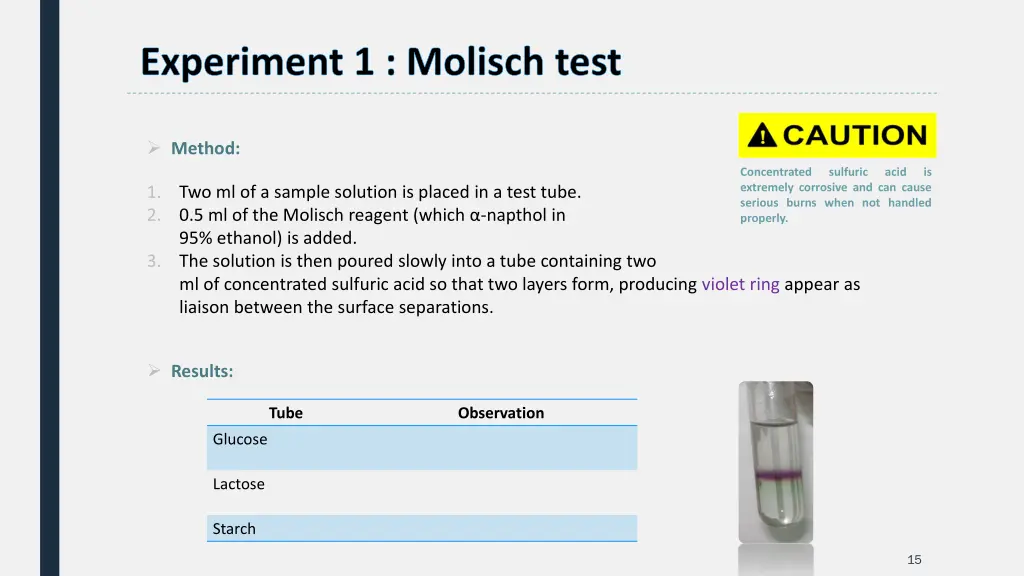 experiment 1 molisch test 1