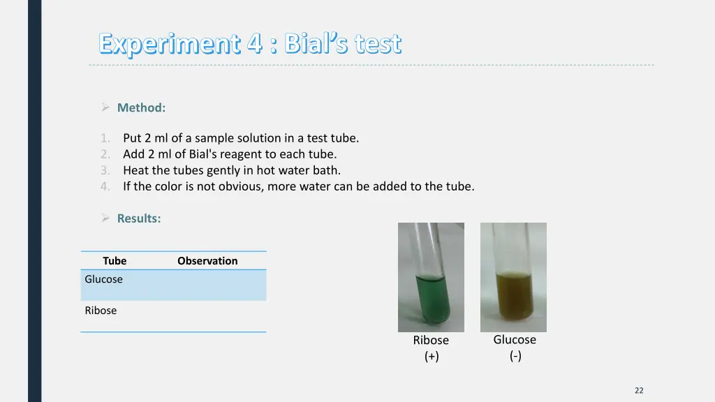 experiment 4 bial s test