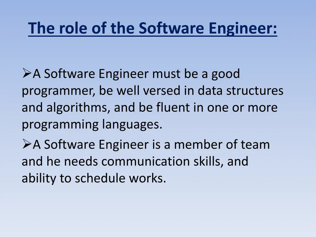 the role of the software engineer