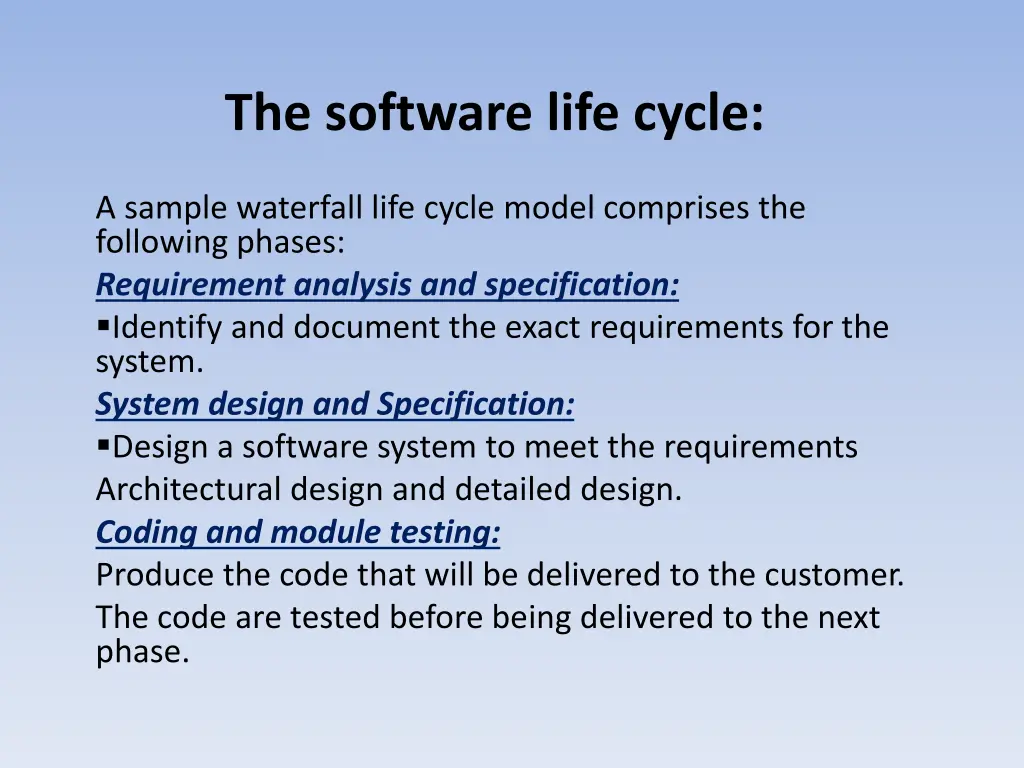 the software life cycle