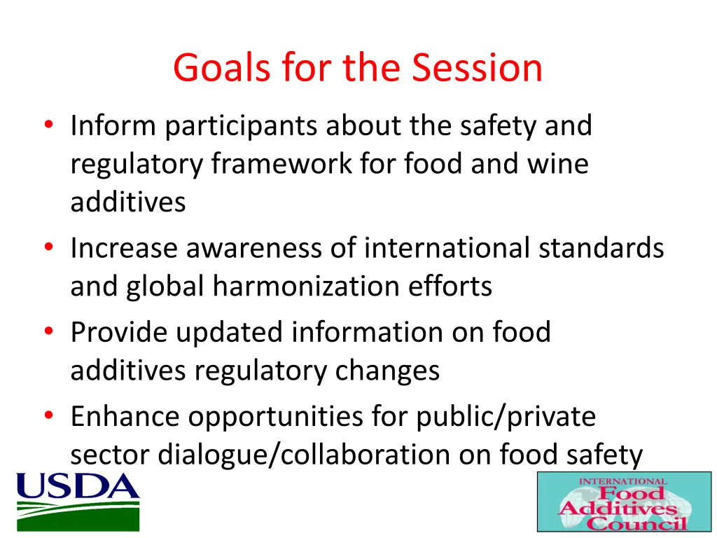 goals for the session inform participants about