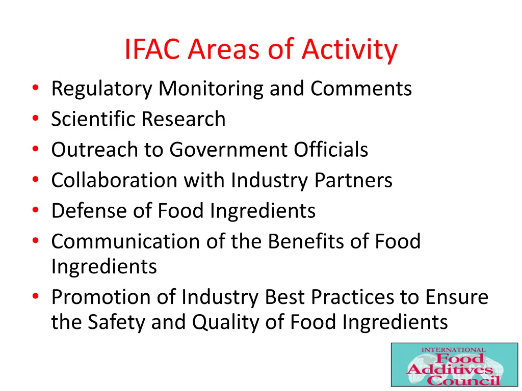 ifac areas of activity regulatory monitoring