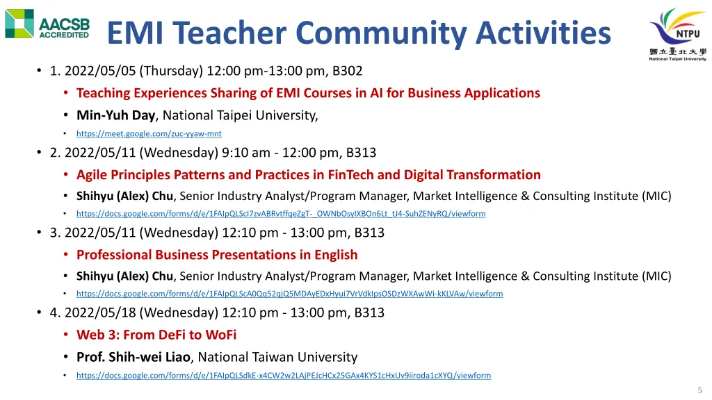 emi teacher community activities