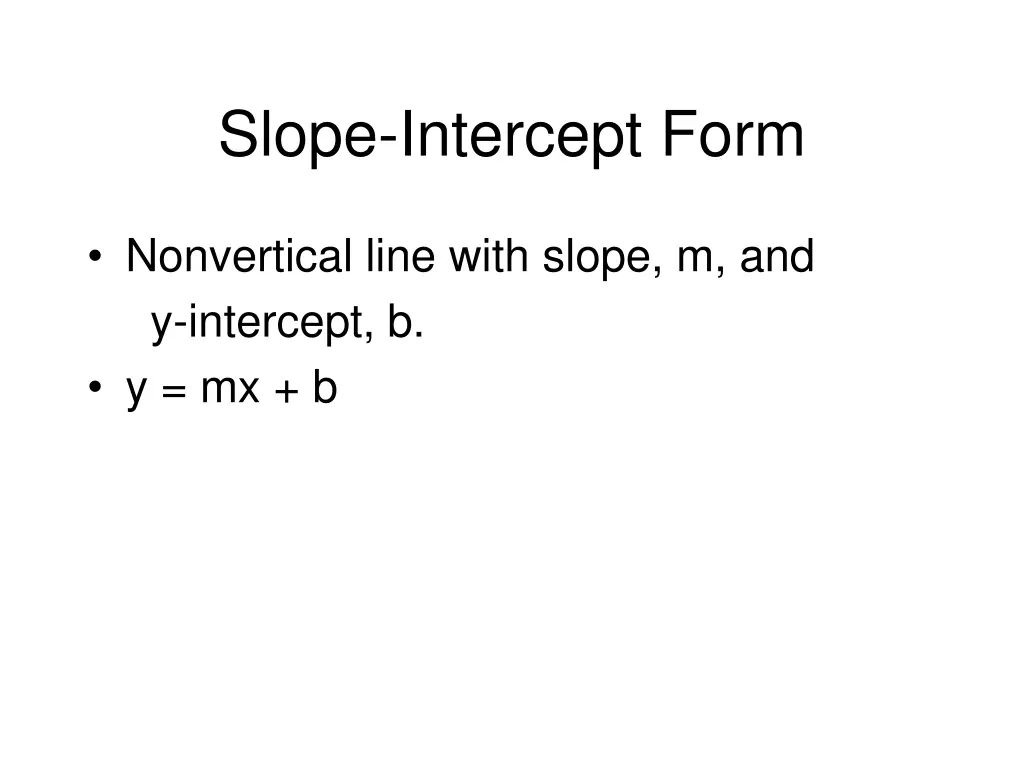 slope intercept form