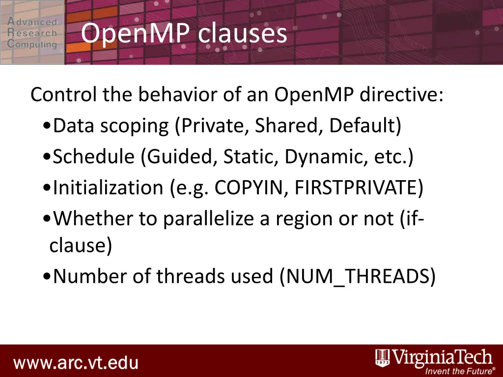 openmp clauses