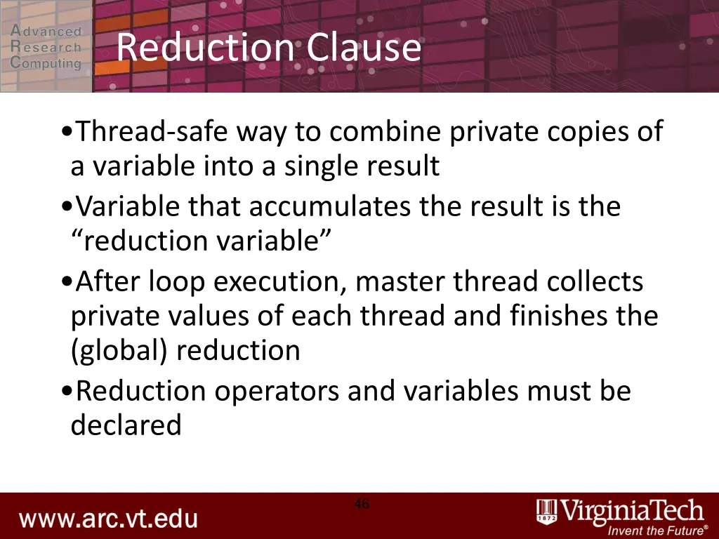 reduction clause