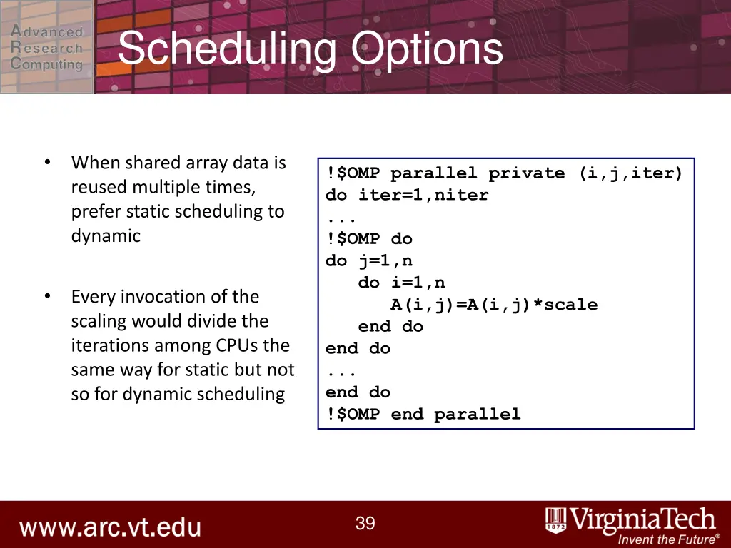 scheduling options 1