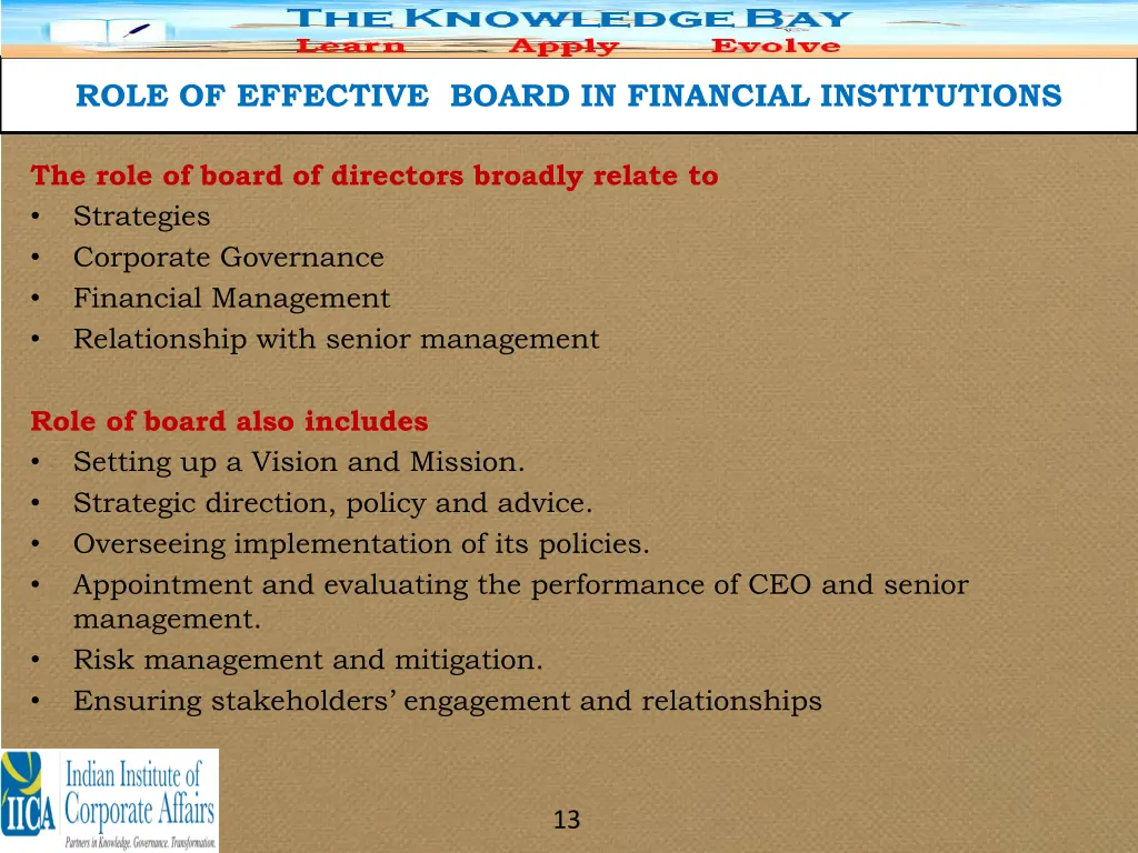 role of effective board in financial institutions 10