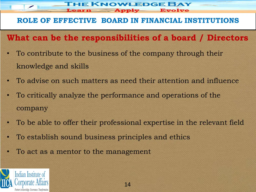 role of effective board in financial institutions 11