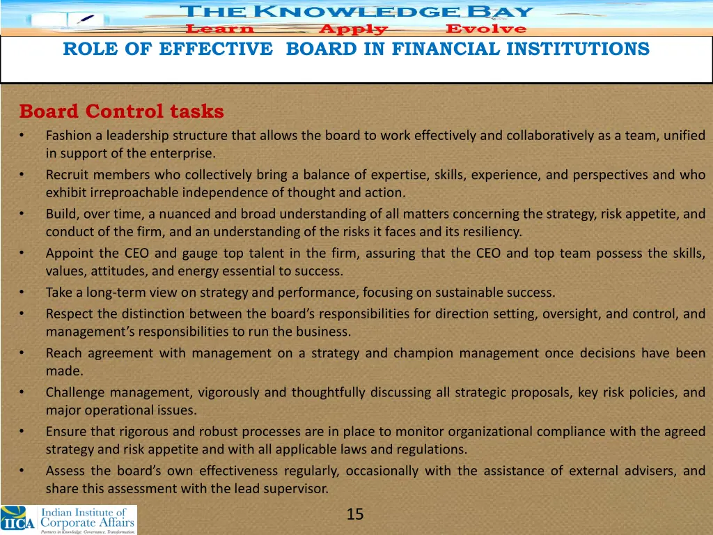 role of effective board in financial institutions 12