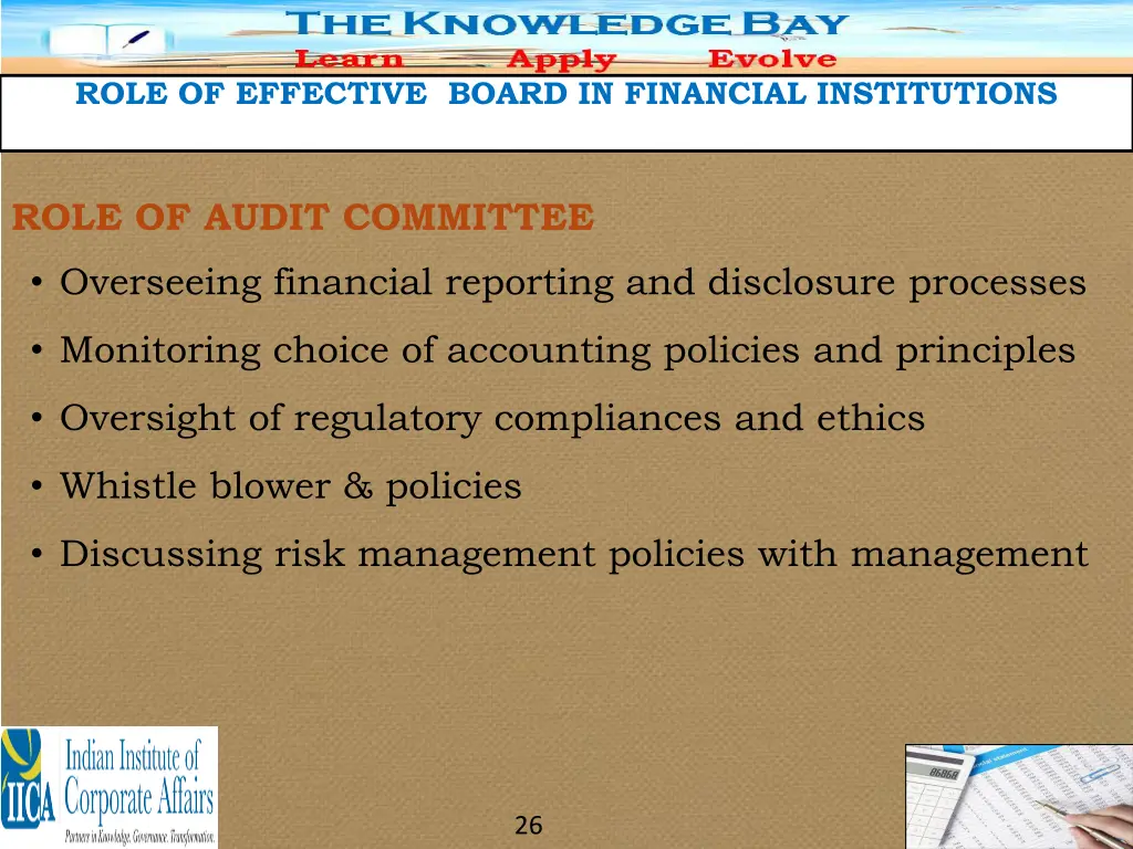 role of effective board in financial institutions 23