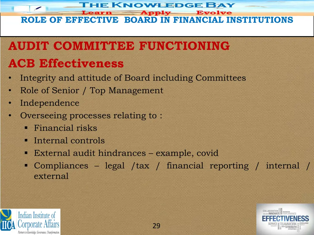 role of effective board in financial institutions 25