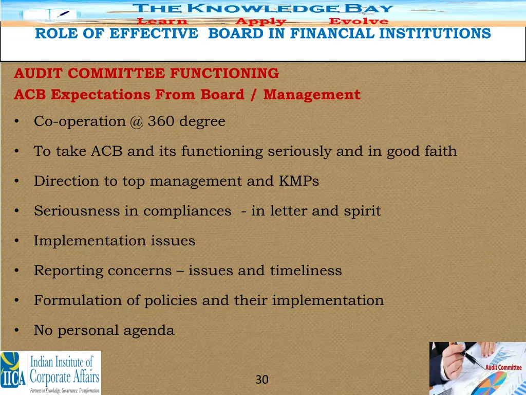 role of effective board in financial institutions 26