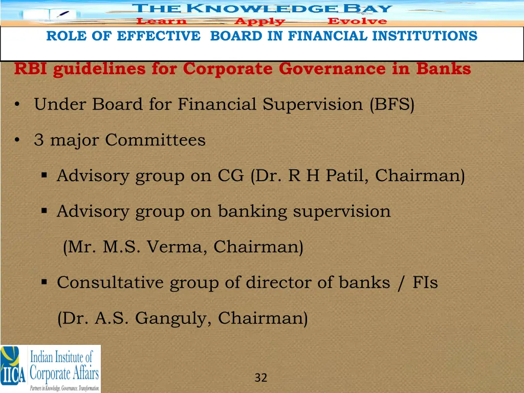 role of effective board in financial institutions 28