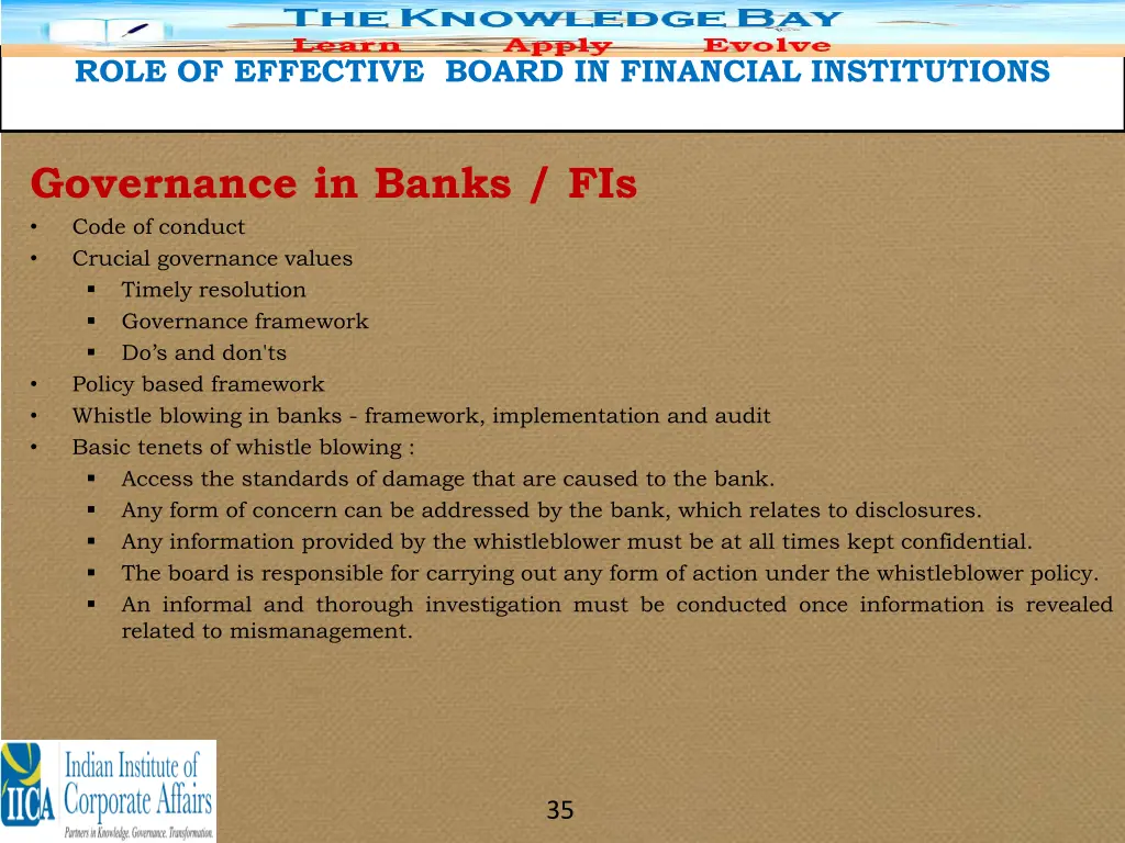 role of effective board in financial institutions 31