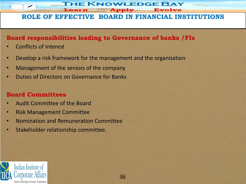 role of effective board in financial institutions 32