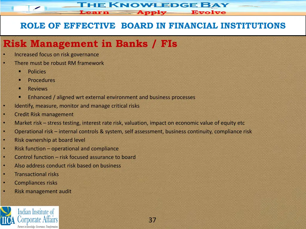 role of effective board in financial institutions 33