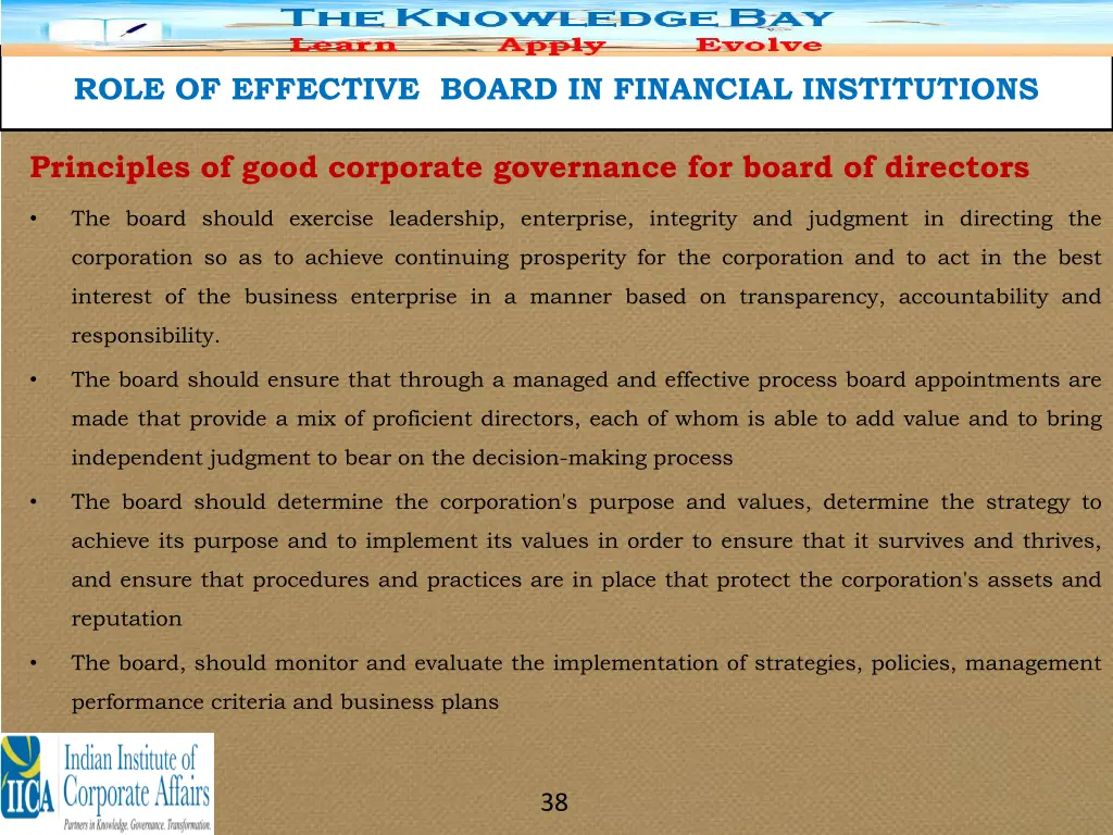 role of effective board in financial institutions 34