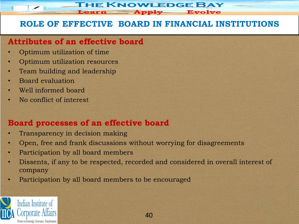 role of effective board in financial institutions 36