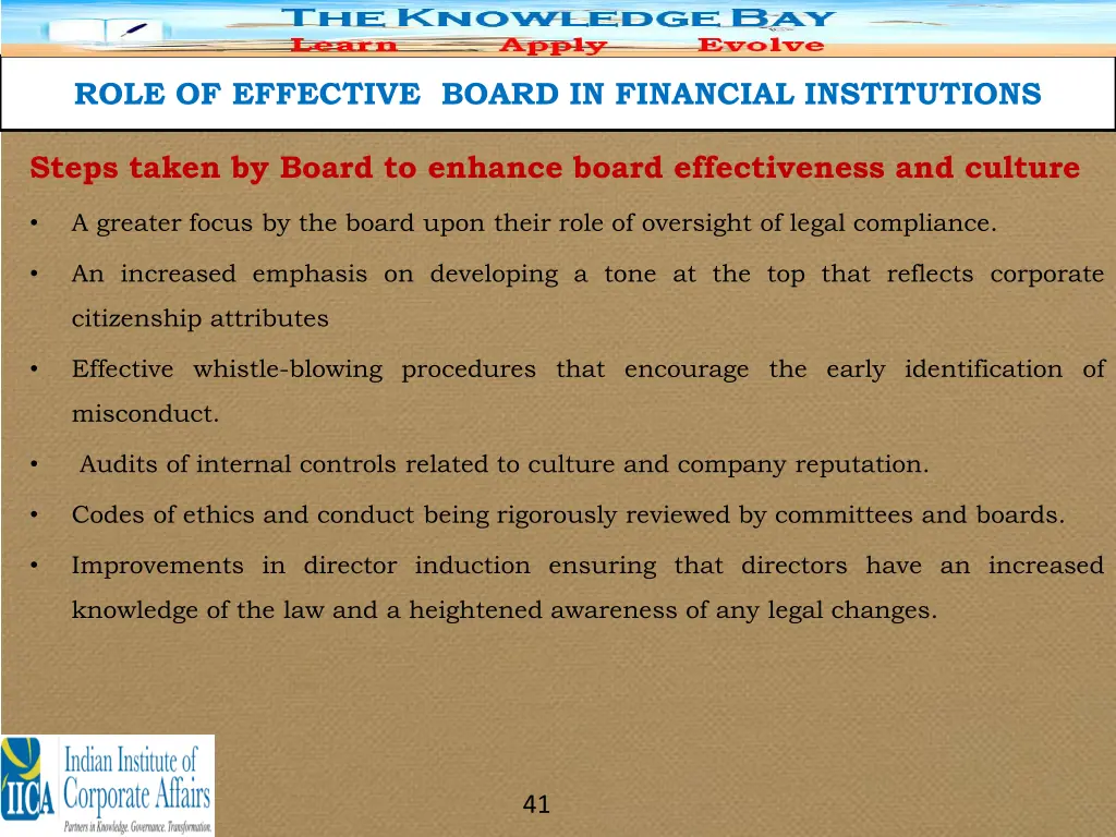 role of effective board in financial institutions 37