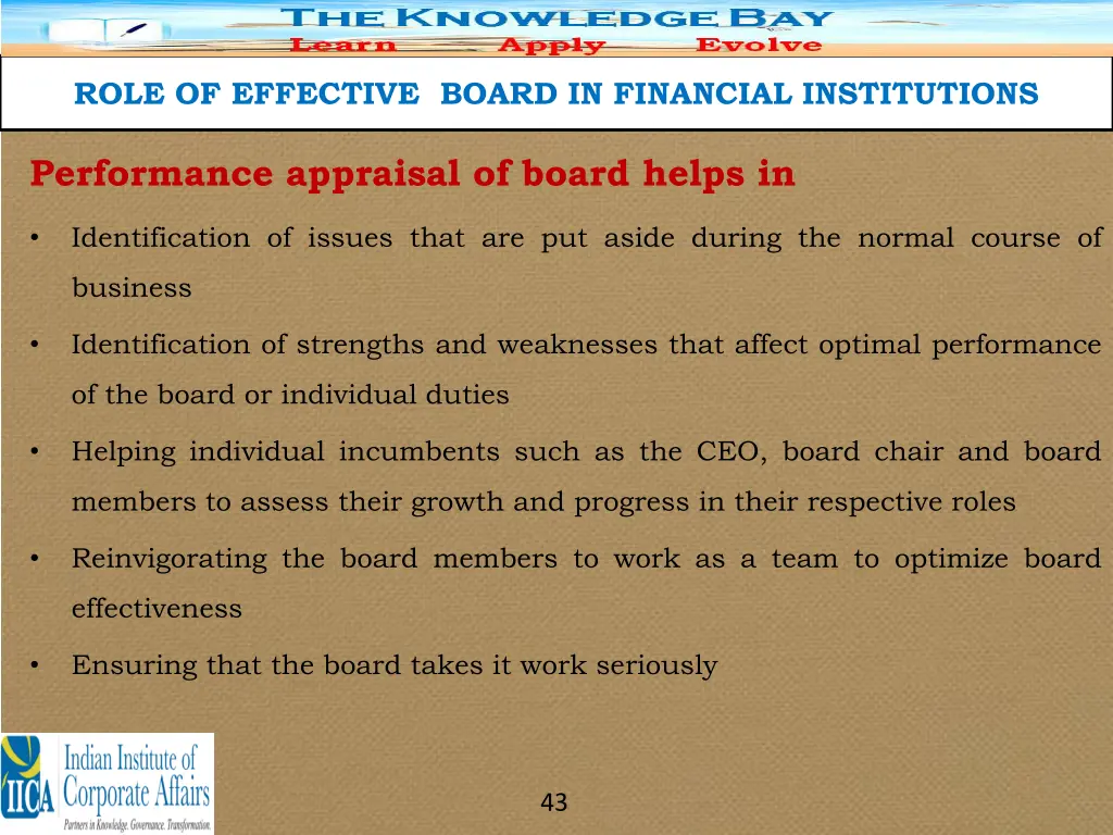 role of effective board in financial institutions 39