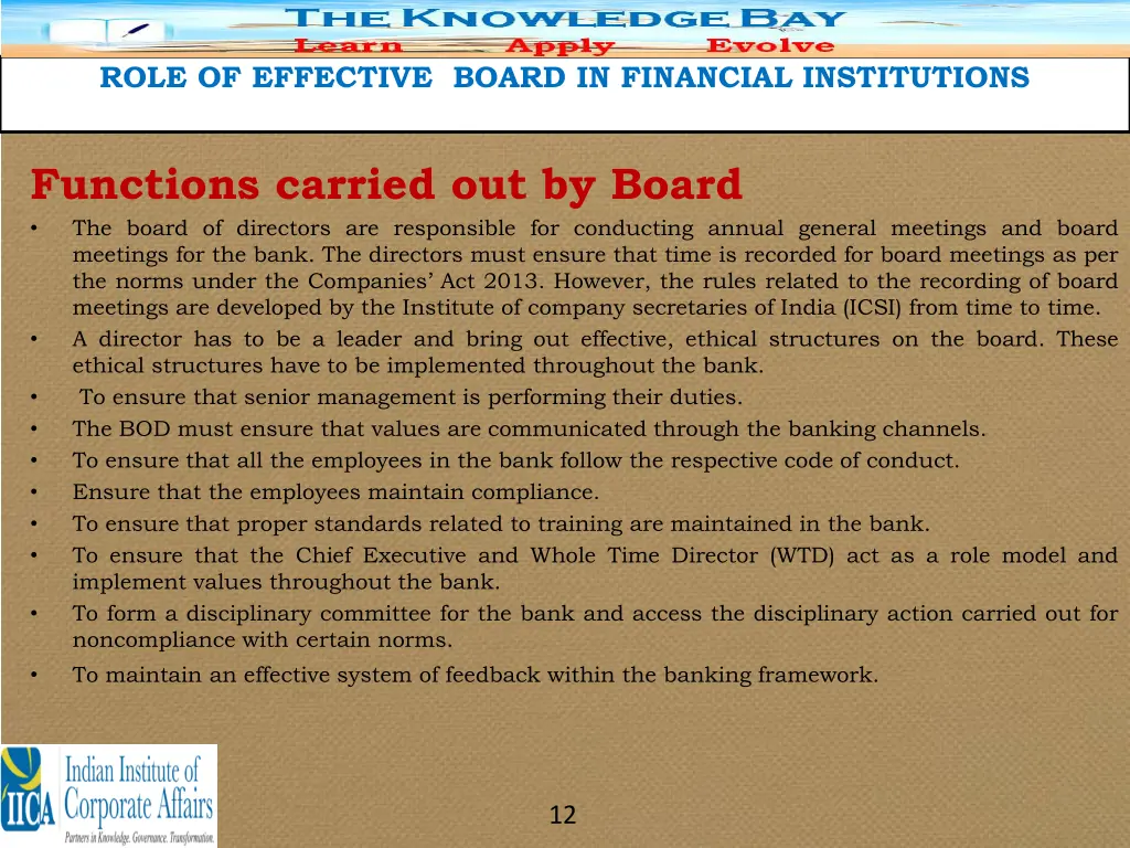 role of effective board in financial institutions 9