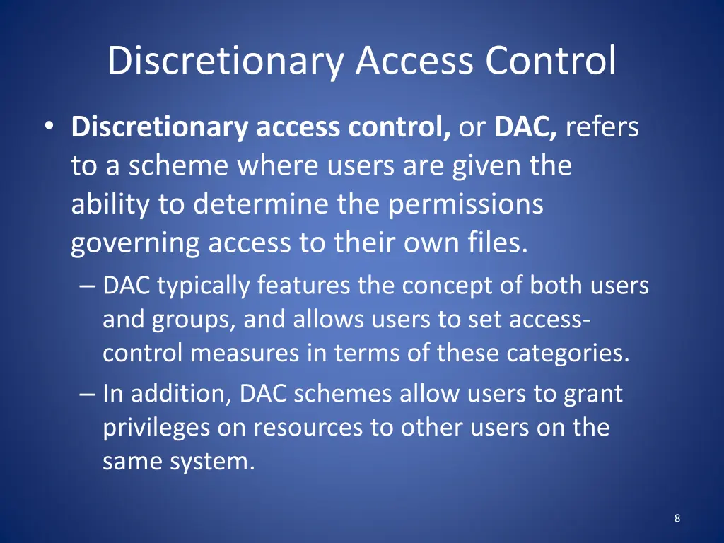 discretionary access control