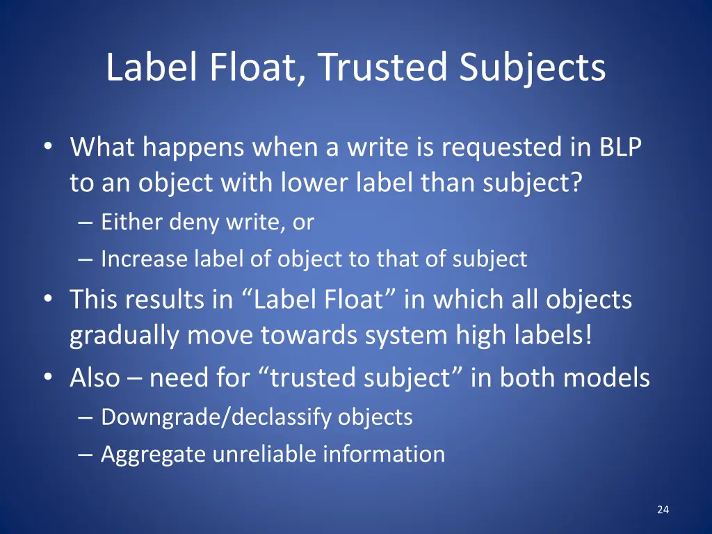 label float trusted subjects