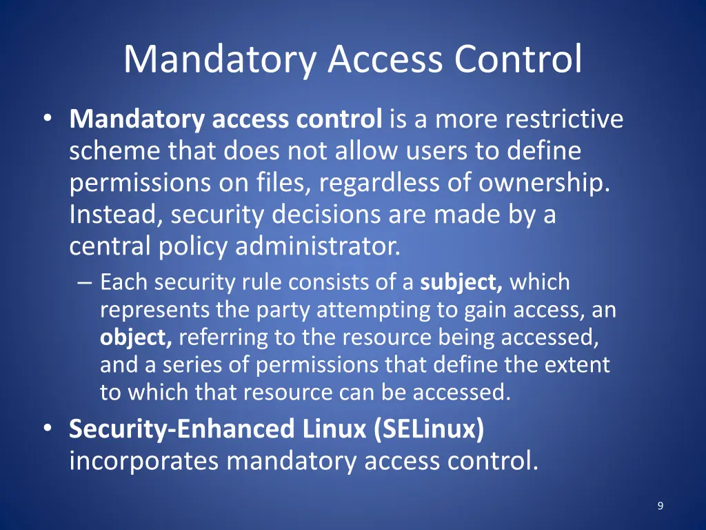 mandatory access control