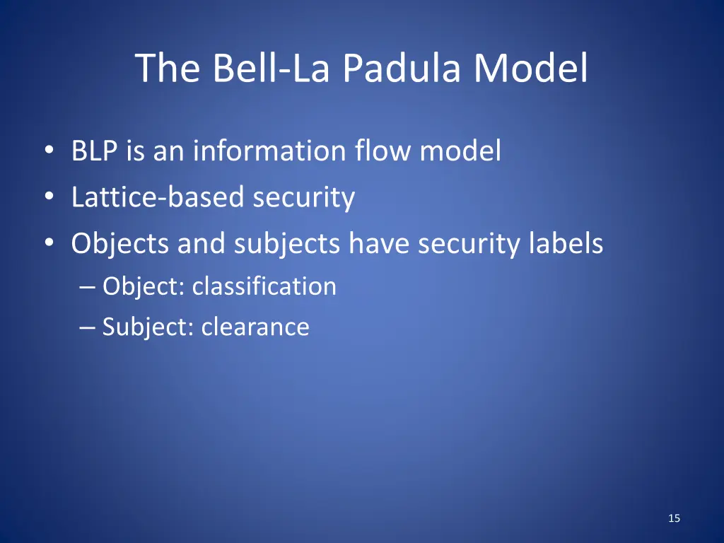 the bell la padula model 1