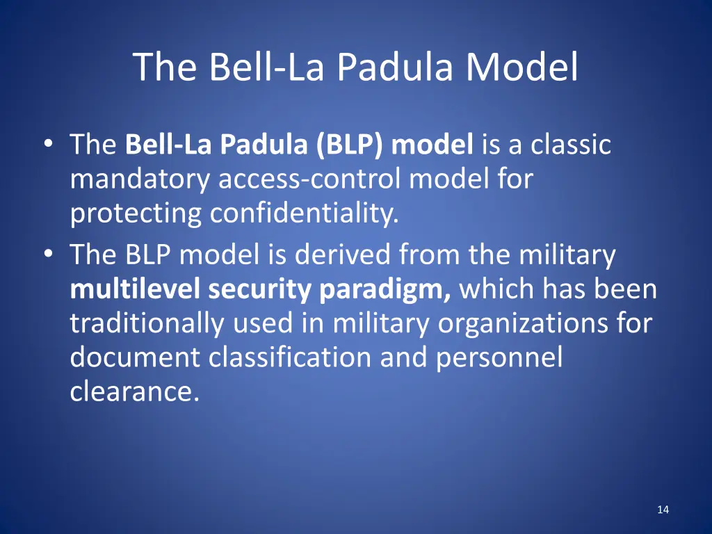 the bell la padula model