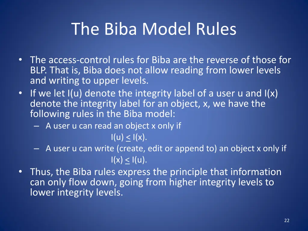 the biba model rules
