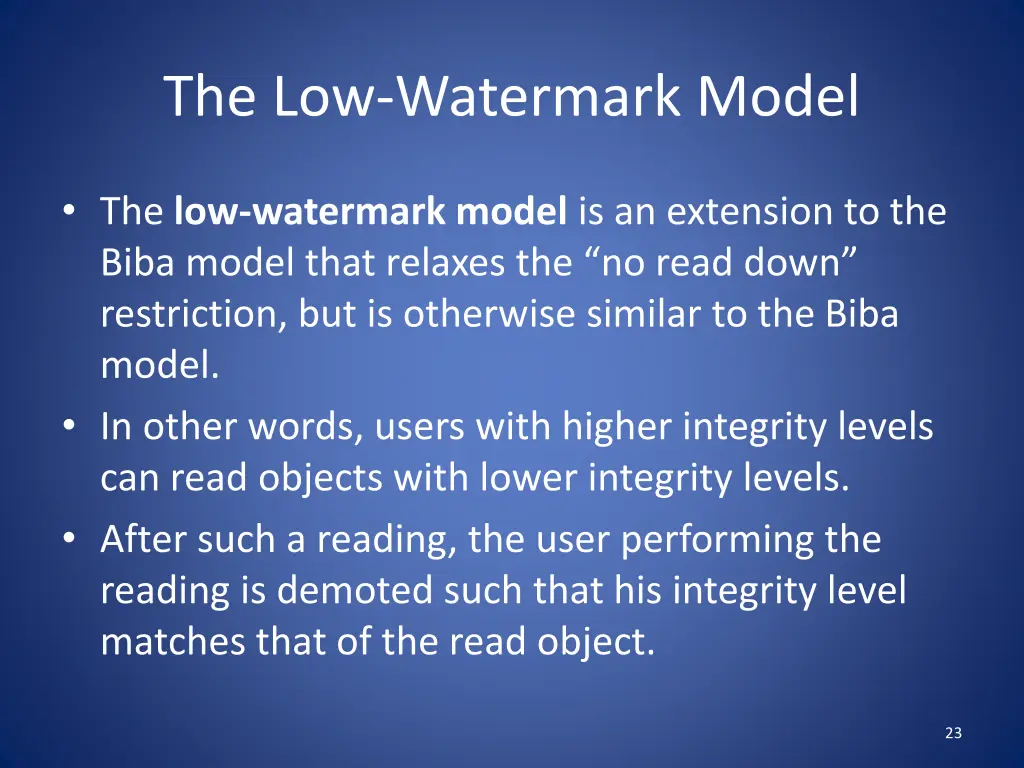 the low watermark model