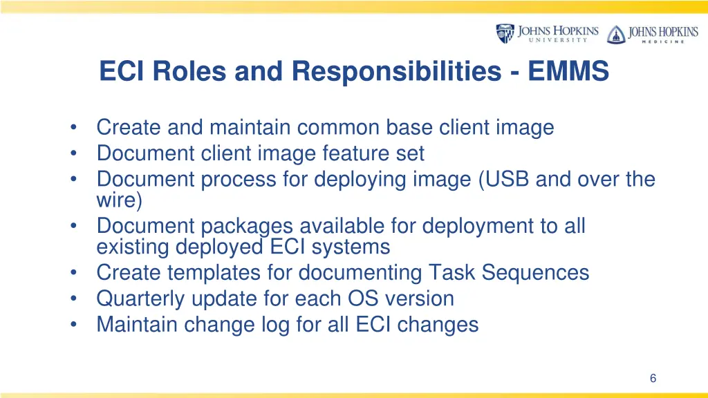 eci roles and responsibilities emms