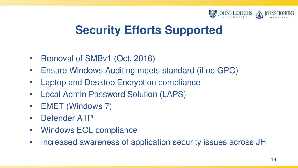 security efforts supported