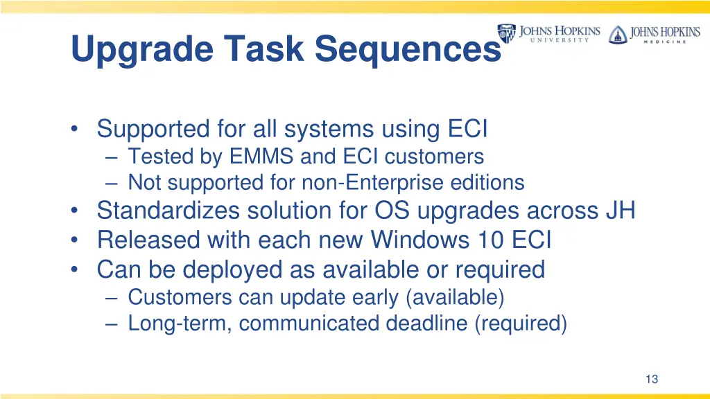 upgrade task sequences