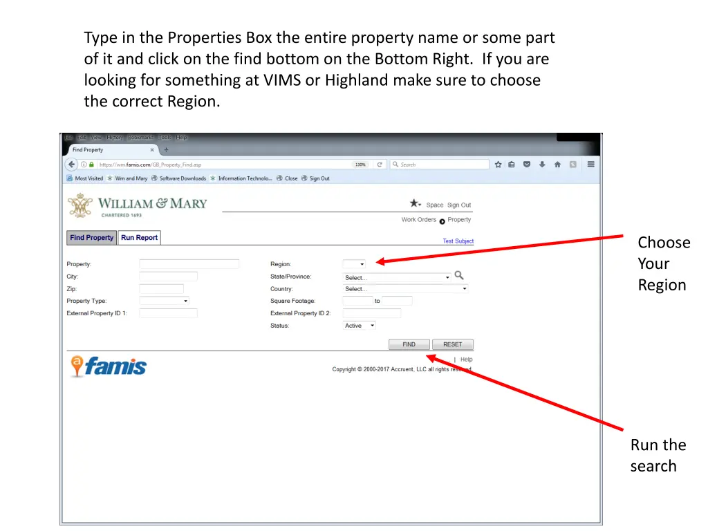 type in the properties box the entire property