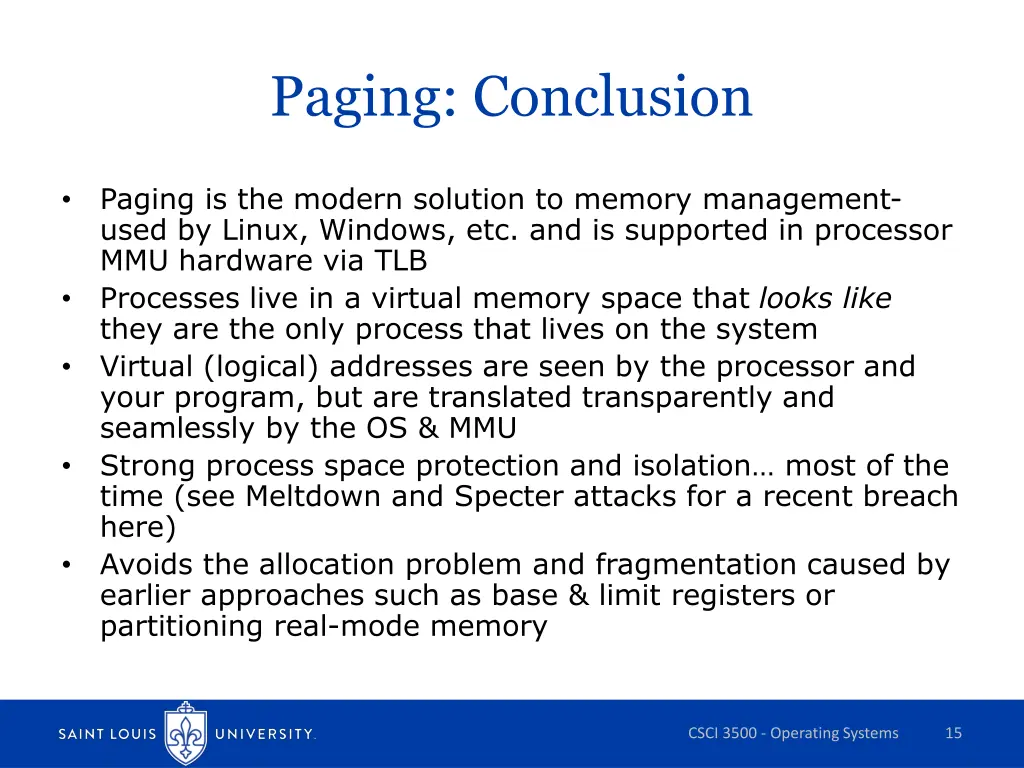 paging conclusion