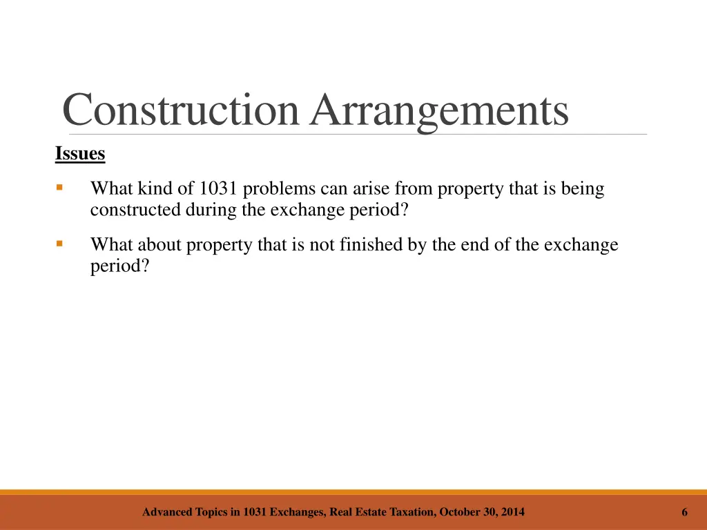 construction arrangements issues