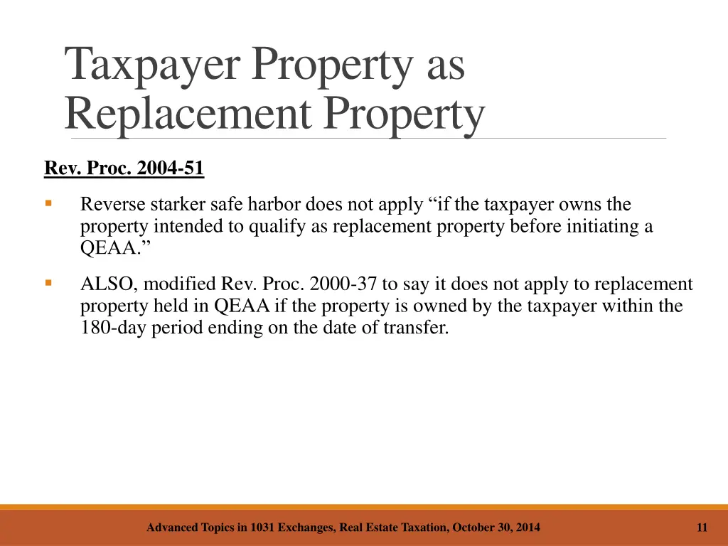 taxpayer property as replacement property 1