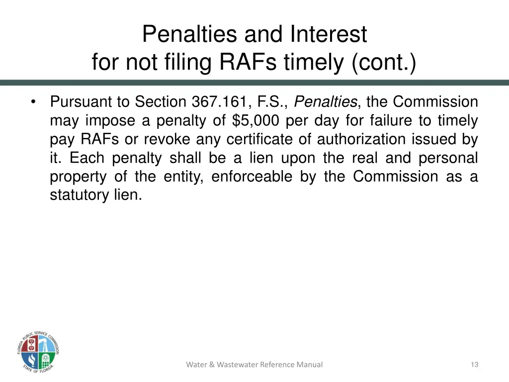 penalties and interest for not filing rafs timely 1
