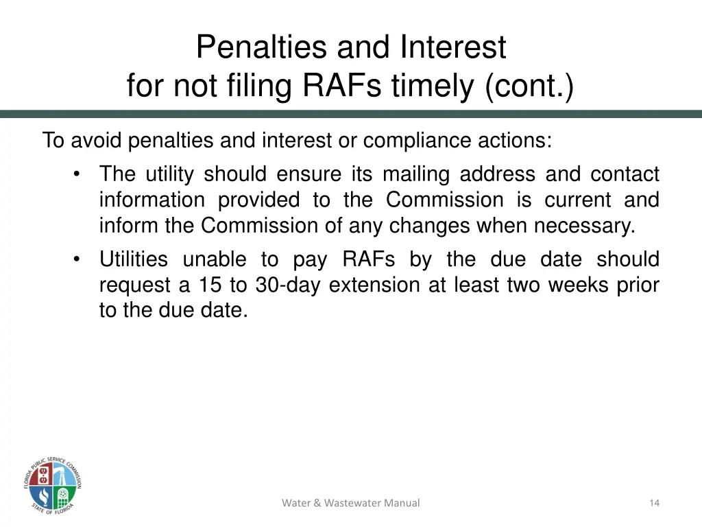 penalties and interest for not filing rafs timely 2